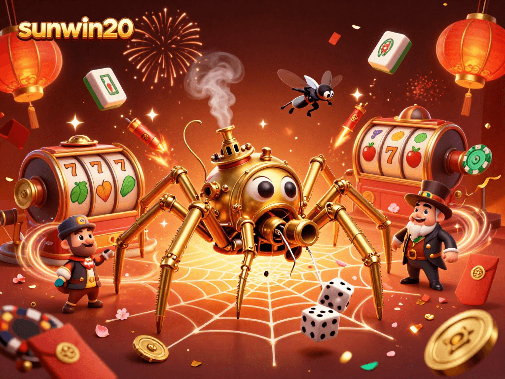 Experience excitement at sunwin20 with a vibrant scene of 3D cartoon-style characters in a rich casino environment.