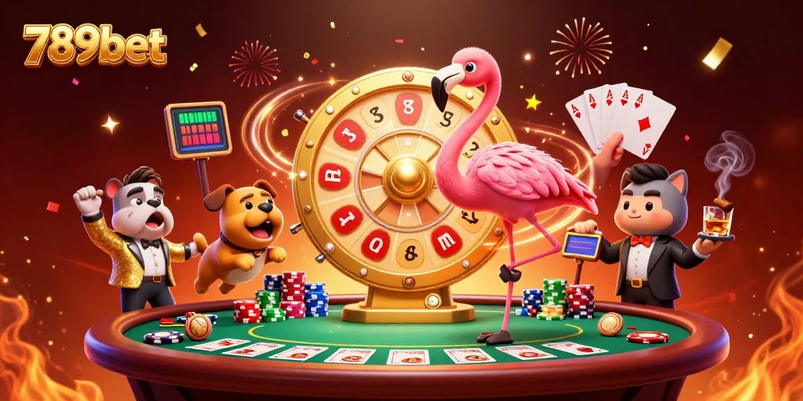 Experience excitement at 789bet with a lively casino scene featuring animated characters and vibrant gaming elements.