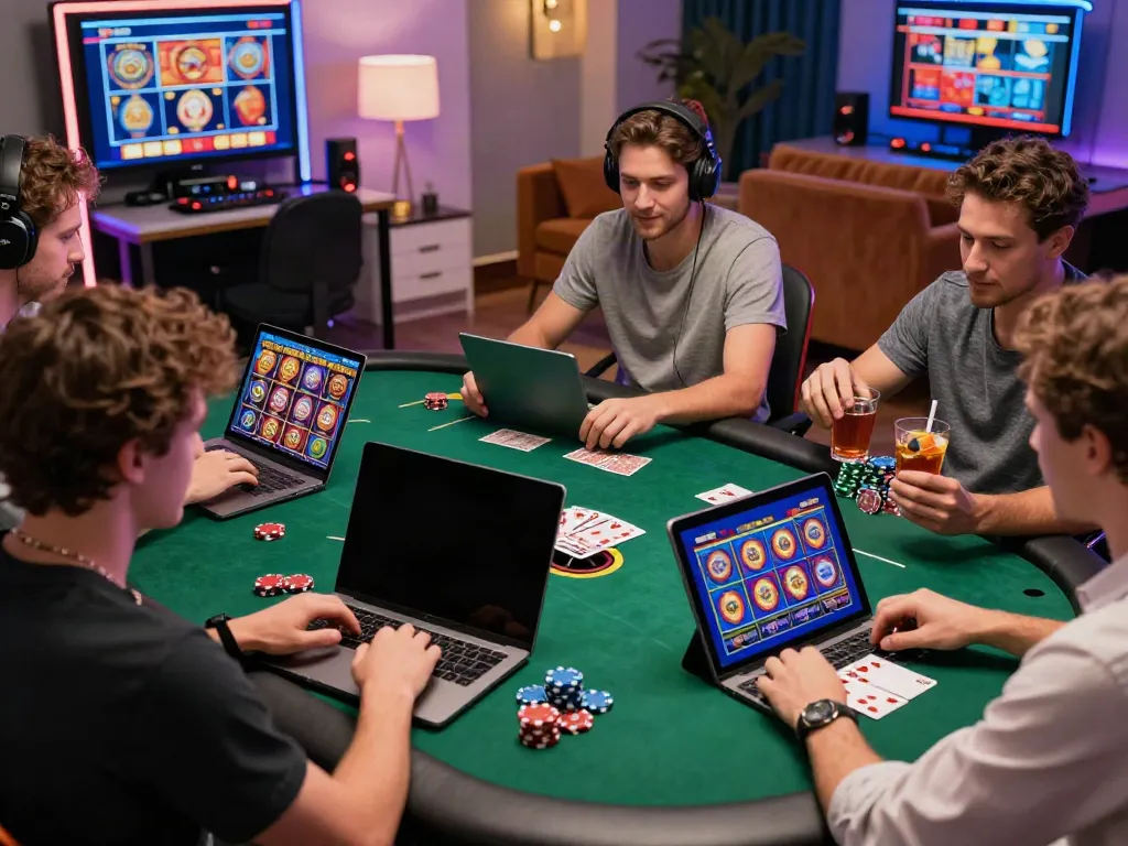 Players enjoying casino sites not on gamstop with vibrant gaming setups and colorful screens.