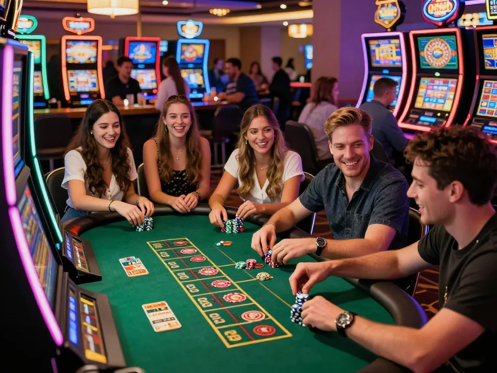 Exciting casino sites not on gamstop where friends enjoy diverse gaming experiences.