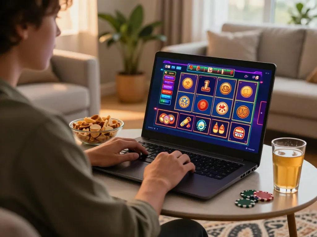 Players enjoying casino sites not on gamstop in a cozy home environment.