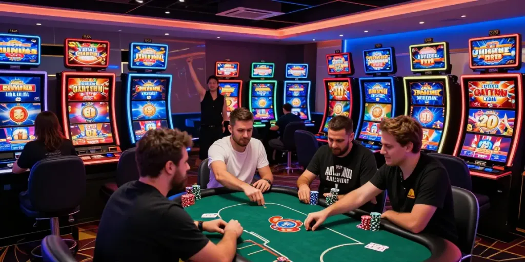 Online casino sites not on gamstop featuring vibrant games and engaged players in a lively digital environment.