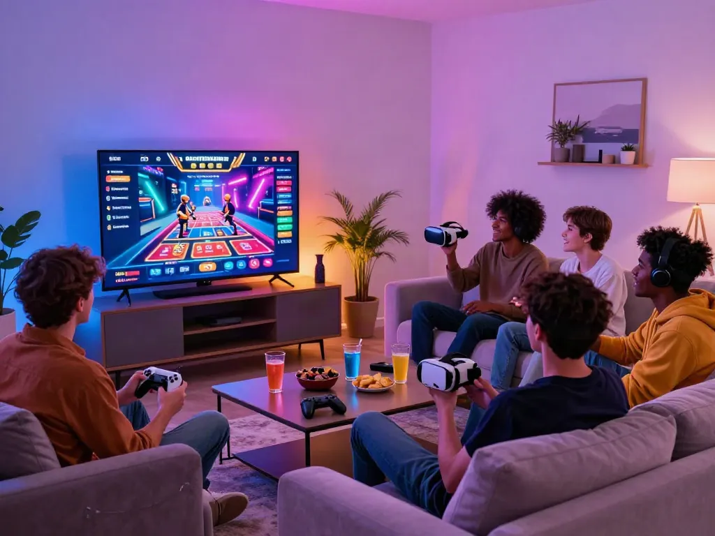 Exciting game night with friends exploring casino sites not on GamStop.