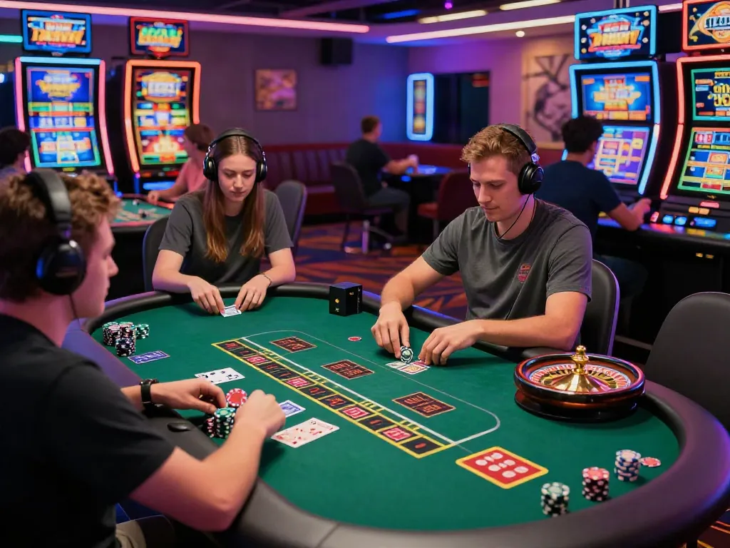Casino sites not on gamstop atmosphere with diverse players enjoying various games.