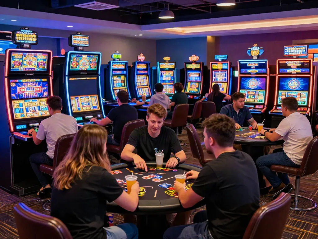 Exciting scene at casino sites not on gamstop with players enjoying vibrant games.