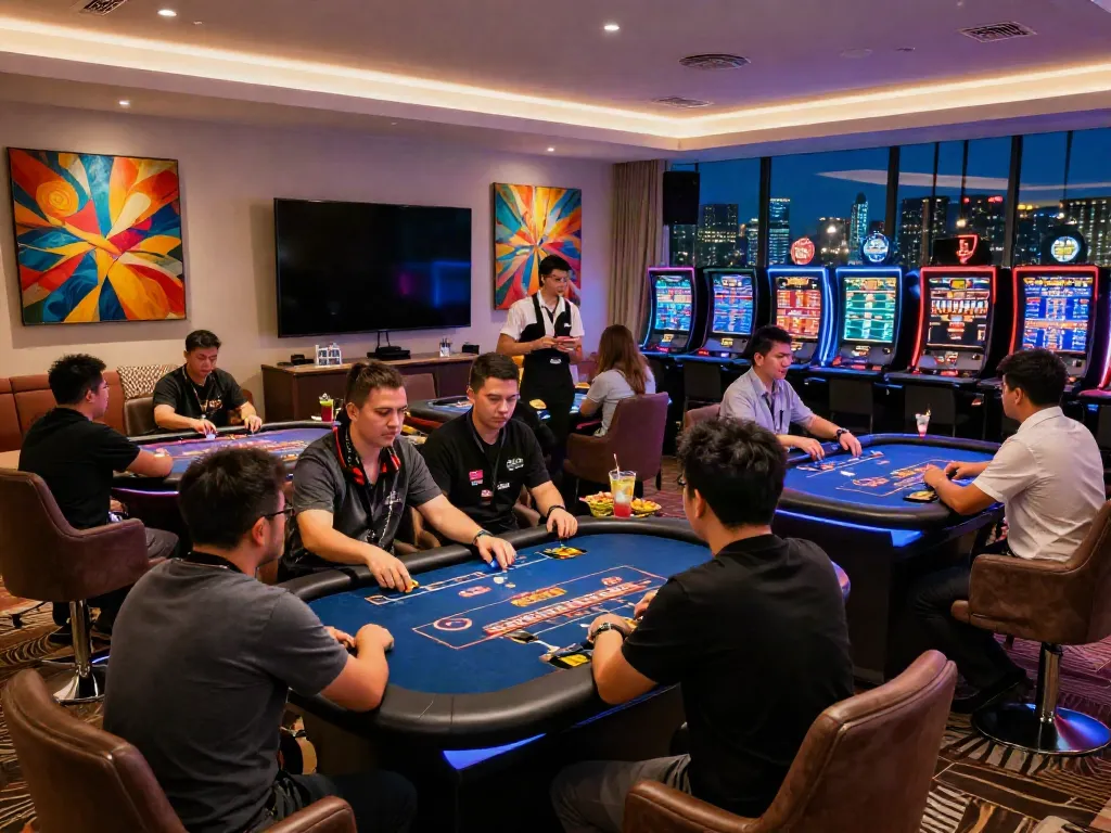 Enjoying casino sites not on gamstop in a vibrant gaming lounge atmosphere.
