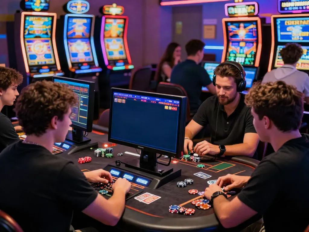 Players enjoying casino sites not on gamstop in a lively online gaming atmosphere.