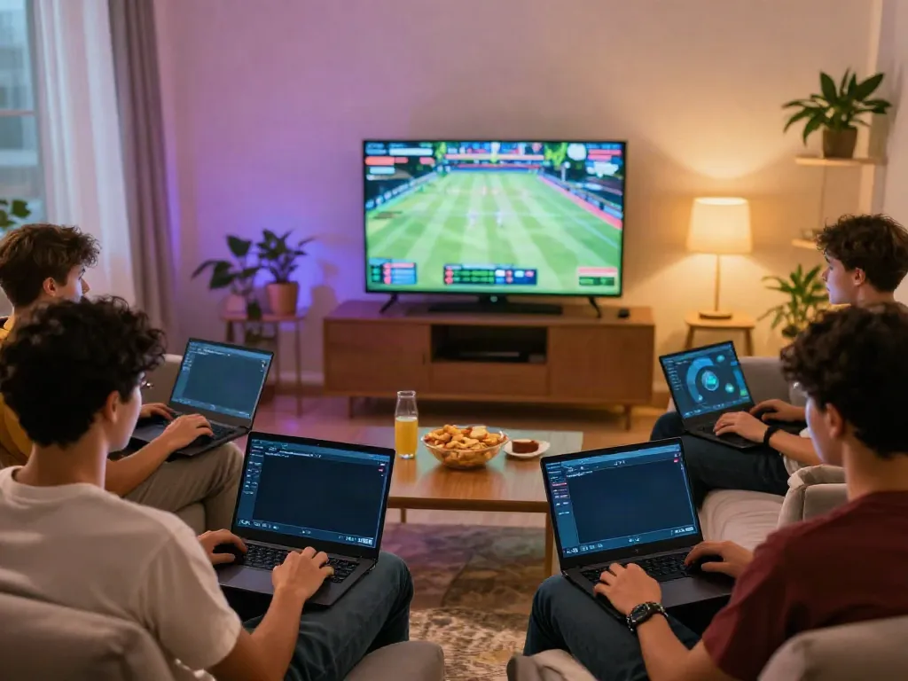Friends enjoying gaming together using the 11bet app in a cozy living room.