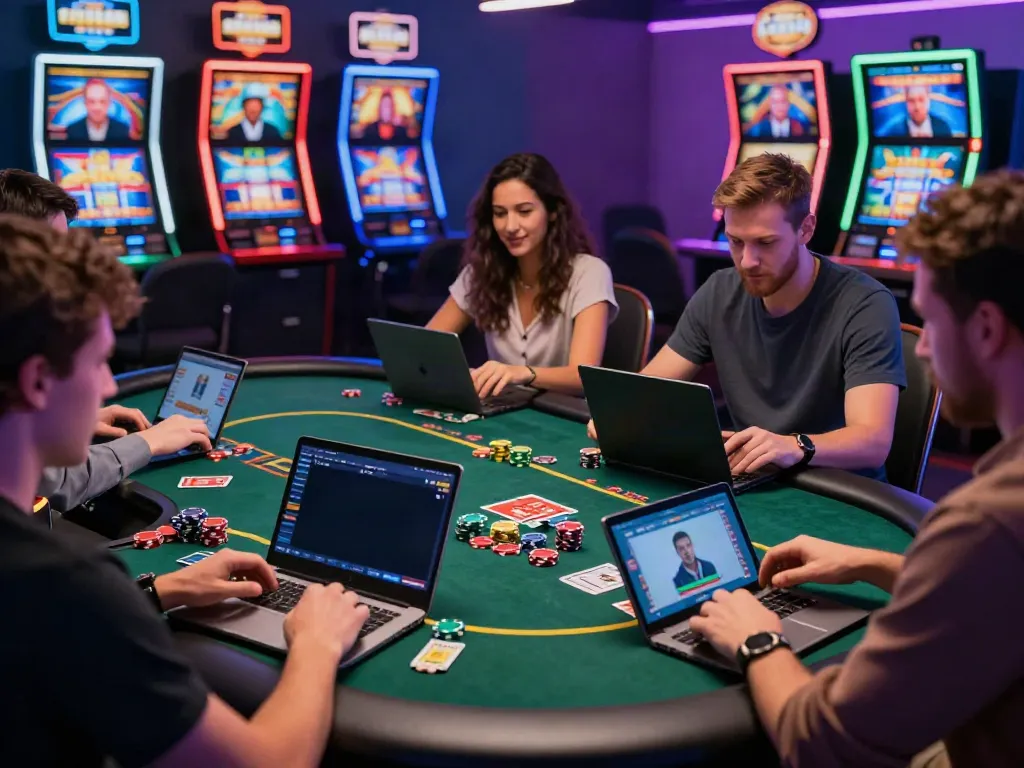 Players enjoying casino sites not on gamstop in a vibrant digital gaming atmosphere.
