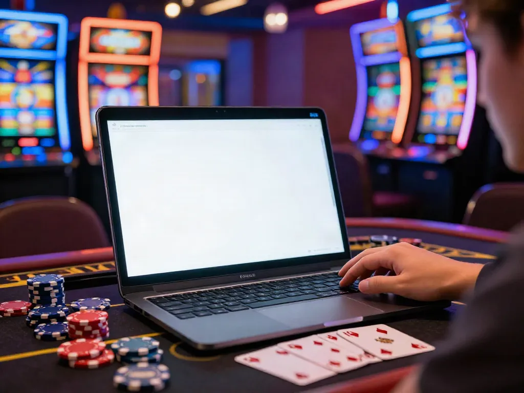 Engaging scene showcasing casino sites not on GamStop with players enjoying vibrant gambling activities and modern technology.