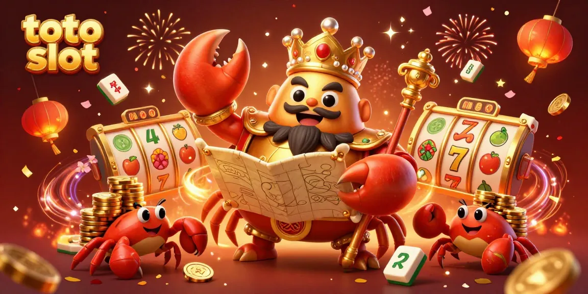 Experience thrilling gameplay in this vibrant toto slot scene with a golden crab emperor and jackpot elements.