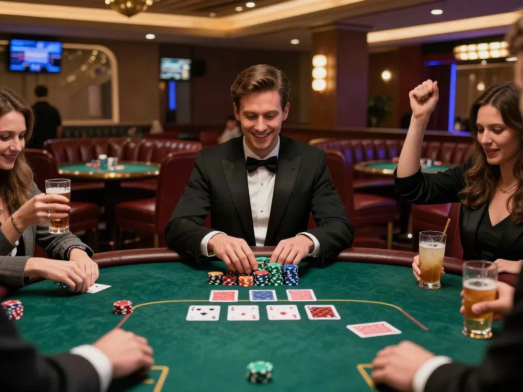 Engaging scene at a casino table showcasing players enjoying exciting games at casino sites not on gamstop.