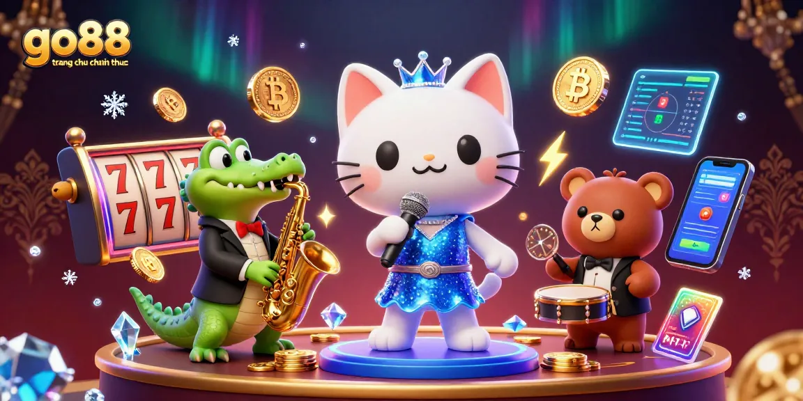 Engage with go88 trang chu chinh thuc through an exciting 3D casino illustration featuring vibrant characters.