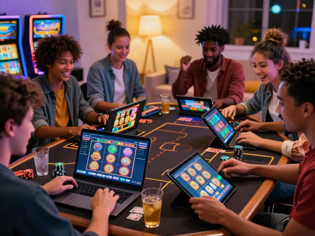 Experience engaging casino sites not on gamstop with friends enjoying games at home.