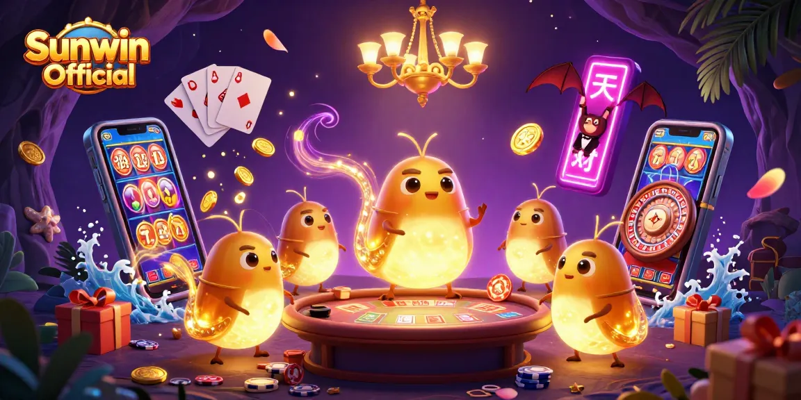 Illuminate your gameplay with Sunwin Official's vibrant glowworm-themed casino scene.