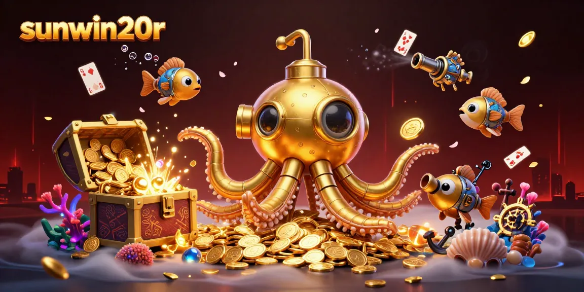 Sunwin20r brings excitement with a golden kraken submarine navigating a sea of coins!